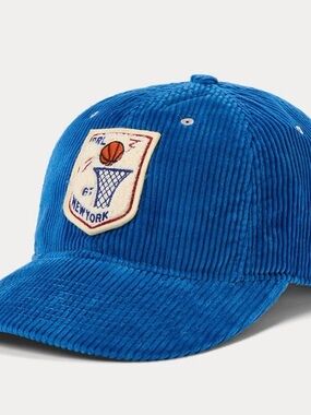 Polo Ralph Lauren NY Basketball Hat Cap Snap Back Mens Blue Corduroy NWT $89.50